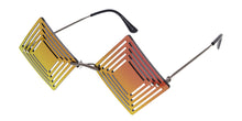 4996RV Unisex Metal Medium Diamond Cut Out Rimless Novelty Frame w/ Color Mirror Lens