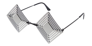 4996RV Unisex Metal Medium Diamond Cut Out Rimless Novelty Frame w/ Color Mirror Lens