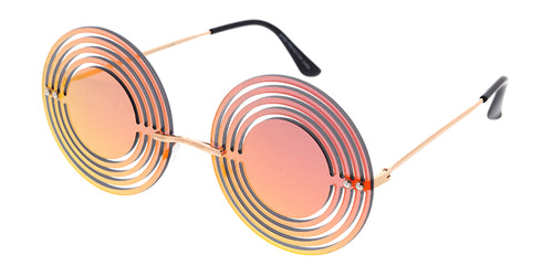 4998RV Unisex Metal Medium Round Cut Out Rimless Novelty Frame w/ Color Mirror Lens