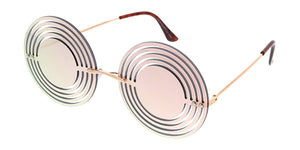 4998RV Unisex Metal Medium Round Cut Out Rimless Novelty Frame w/ Color Mirror Lens