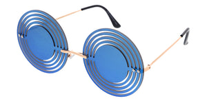 4998RV Unisex Metal Medium Round Cut Out Rimless Novelty Frame w/ Color Mirror Lens
