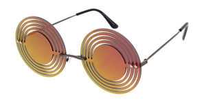 4998RV Unisex Metal Medium Round Cut Out Rimless Novelty Frame w/ Color Mirror Lens