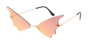 5002RV Unisex Metal Small Batwing Lens Novelty Frame w/ Color Mirror Lens