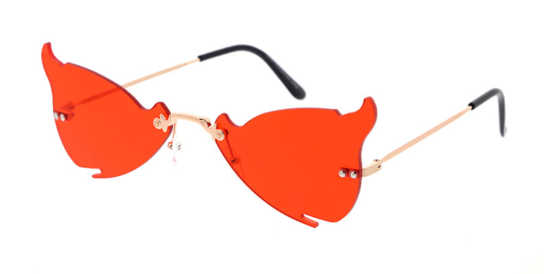 Occhiali Da Sole Devil Horned Oversize Ovali - UV400, Tema Diavolo/Halloween PASTL