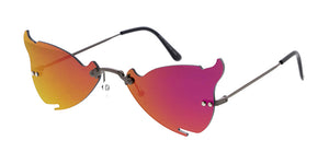 5004RV Unisex Metal Medium Devil's Horns Rimless Novelty Frame w/ Color Mirror Lens