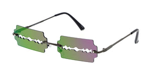 5007RV Unisex Metal Small Rimless Razor Blade Novelty Frame w/ Color Mirror Lens