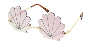 5009RV Women's Metal Medium Rimless Seashell Novelty Frame w/ Color Mirror Lens