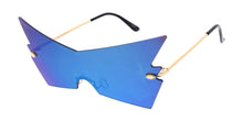 5012RV Unisex Metal Large Angled Rimless Novelty Frame w/ Color Mirror Lens