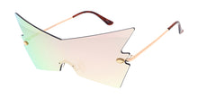 5012RV Unisex Metal Large Angled Rimless Novelty Frame w/ Color Mirror Lens