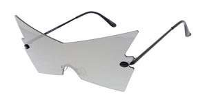 5012RV Unisex Metal Large Angled Rimless Novelty Frame w/ Color Mirror Lens