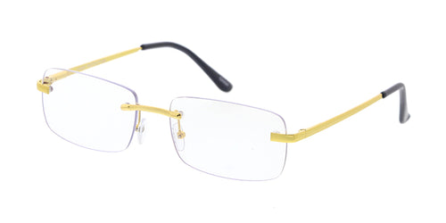 5023BLF/CLR Unisex Metal Small 90s Vintage Inspired Rimless Blue Light Filtering Clear Lens Computer Glasses