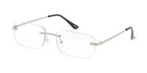 5023BLF/CLR Unisex Metal Small 90s Vintage Inspired Rimless Blue Light Filtering Clear Lens Computer Glasses