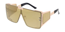 5025 Unisex Metal Large Rectangular Rimless Shield w/ Wide Temples