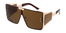 5025 Unisex Metal Large Rectangular Rimless Shield w/ Wide Temples