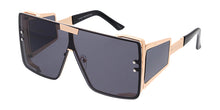 5025 Unisex Metal Large Rectangular Rimless Shield w/ Wide Temples