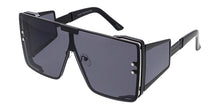 5025 Unisex Metal Large Rectangular Rimless Shield w/ Wide Temples