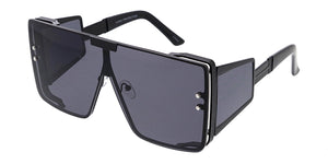 5025 Unisex Metal Large Rectangular Rimless Shield w/ Wide Temples