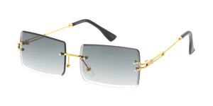5037 Unisex Metal Small Rectangular Diamond Cut Rimless Retro '90s Frame