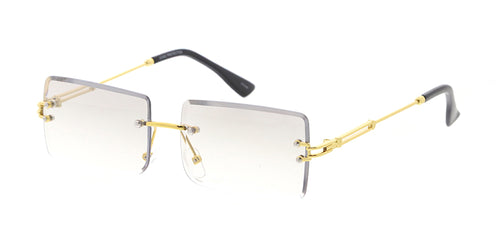 5037 Unisex Metal Small Rectangular Diamond Cut Rimless Retro '90s Frame