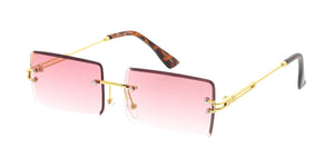 5037 Unisex Metal Small Rectangular Diamond Cut Rimless Retro '90s Frame