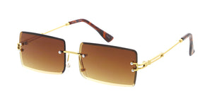 5037 Unisex Metal Small Rectangular Diamond Cut Rimless Retro '90s Frame