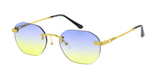 5056COL Unisex Metal Small Rounded Rectangular '90s Vintage Inspired Rimless Frame w/ Two Tone Lens