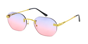 5056COL Unisex Metal Small Rounded Rectangular '90s Vintage Inspired Rimless Frame w/ Two Tone Lens