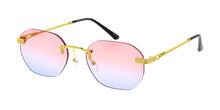 5056COL Unisex Metal Small Rounded Rectangular '90s Vintage Inspired Rimless Frame w/ Two Tone Lens