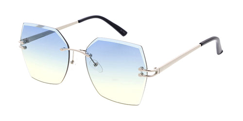 5063 Women's Metal Large Geometric Diamond Cut Rimless Frame