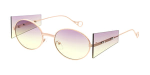 5094COL Women's Metal Small Fashion Oval Rim Frame w/ Side Shields and Two Tone Lens