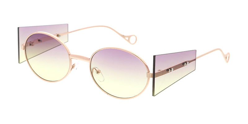 5094COL Women's Metal Small Fashion Oval Rim Frame w/ Side Shields and Two Tone Lens
