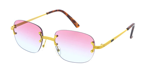 5098COL Unisex Metal Medium '90s Vintage Inspired Rimless Frame w/ Two Tone Lens