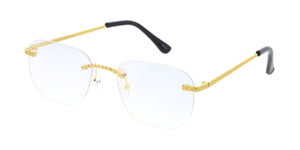 5129REV Unisex Metal Medium Vintage Inspired Square Rimless Frame w/ Spectrum Color Lens