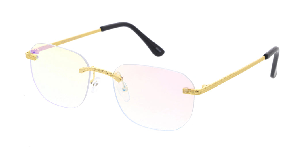 5129REV Unisex Metal Medium Vintage Inspired Square Rimless Frame w/ Spectrum Color Lens