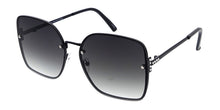 5142RH Women's Metal Large Square Rimless Frame w/ Rhinestone Temple Accent