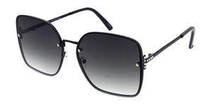 5142RH Women's Metal Large Square Rimless Frame w/ Rhinestone Temple Accent