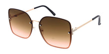 5142RH Women's Metal Large Square Rimless Frame w/ Rhinestone Temple Accent