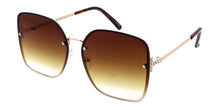 5142RH Women's Metal Large Square Rimless Frame w/ Rhinestone Temple Accent