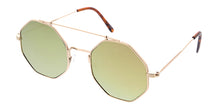 5146REV Medium Unisex Metal Retro Octagon Aviator w/ Color Mirror