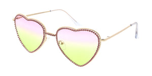 5155HRT/RH Women's Metal Medium Heart Shaped Frame w/ Two Tone Color Lens & Rhinestone Border