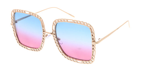 5172COL Women's Metal Large Rounded Square Chain Link Frame w/ Color Lens