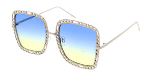 5172COL Women's Metal Large Rounded Square Chain Link Frame w/ Color Lens
