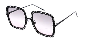 5172COL Women's Metal Large Rounded Square Chain Link Frame w/ Color Lens