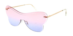 5184 Women's Metal Large Rimless Diamond Cut Butterfly Shield Frame