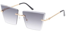 5203 Women's Metal Large Square Rimless Diamond Cut Lens