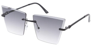 5203 Women's Metal Large Square Rimless Diamond Cut Lens