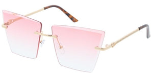 5203 Women's Metal Large Square Rimless Diamond Cut Lens