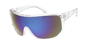 6050ME/RV Men's Plastic Casual Oversized Shield w/ Color Mirror Lens