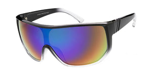 6050ME/RV Men's Plastic Casual Oversized Shield w/ Color Mirror Lens