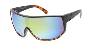 6050ME/RV Men's Plastic Casual Oversized Shield w/ Color Mirror Lens